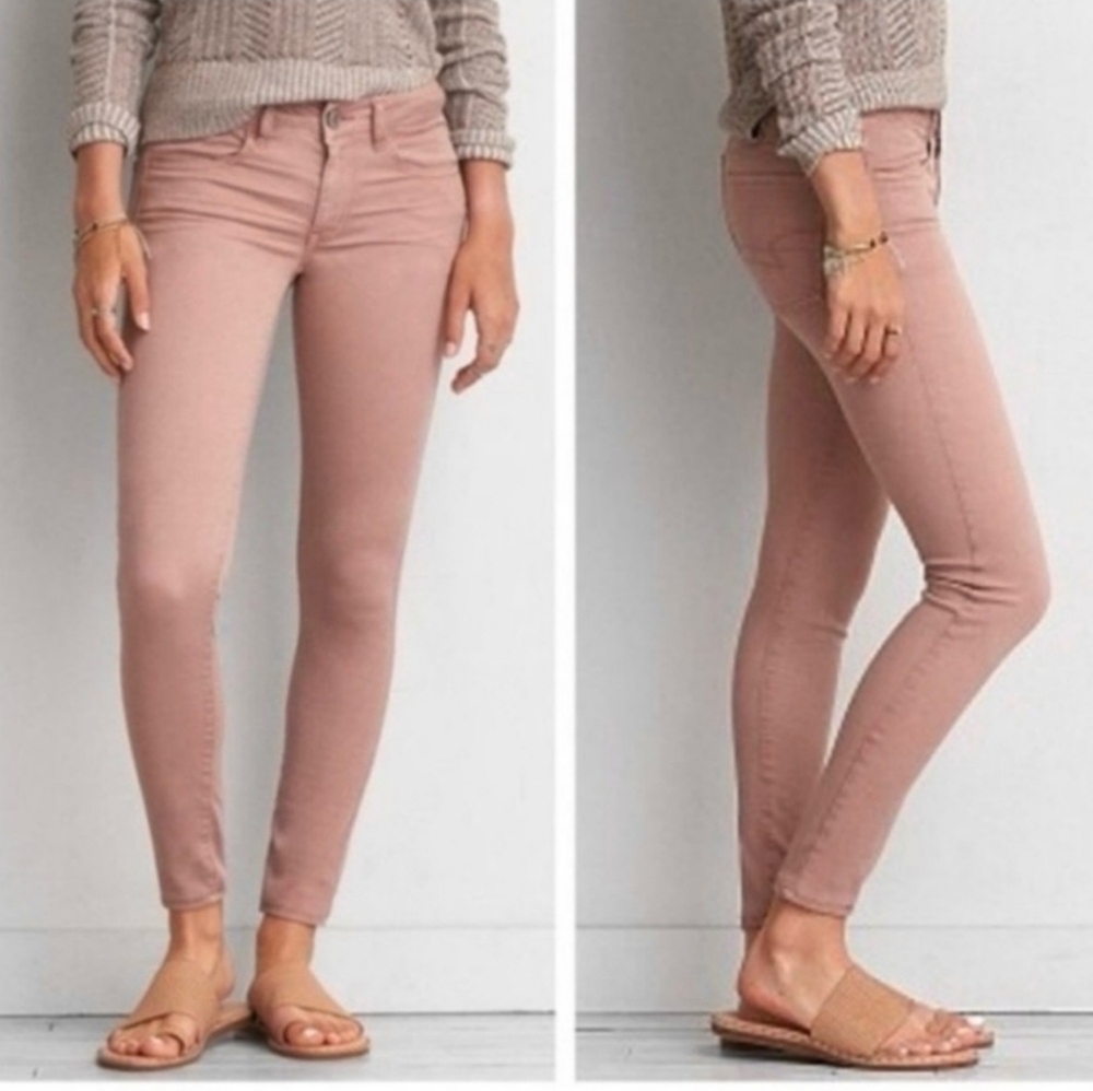 AMERICAN EAGLE OUTFITTERS 360 Super Stretch Sateen Jeggings Dusty Pink 1…